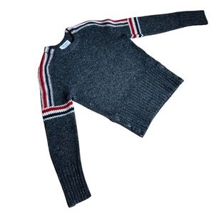 Thom Browne Charcoal Sweater with Red and White Stripes